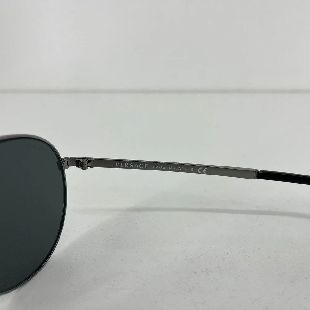 Versace Aviator Sunglasses Gunmetal Greek Key Mod 2164 1001/87 60-15 140 3N